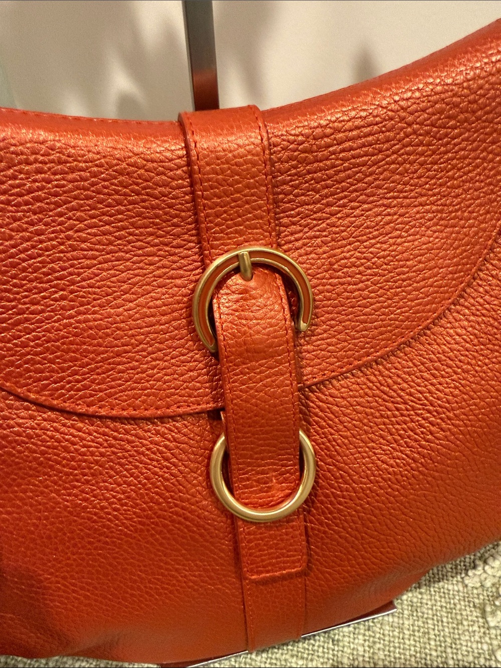 Furla Pebbled Leather Shoulder hobo Bag in Burnt Orange / bronze - Picture 4 of 13